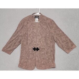 Alex Evenings Jacket Womens 3X Metallic‎ Open Front Beaded Frog Closure Sparkle